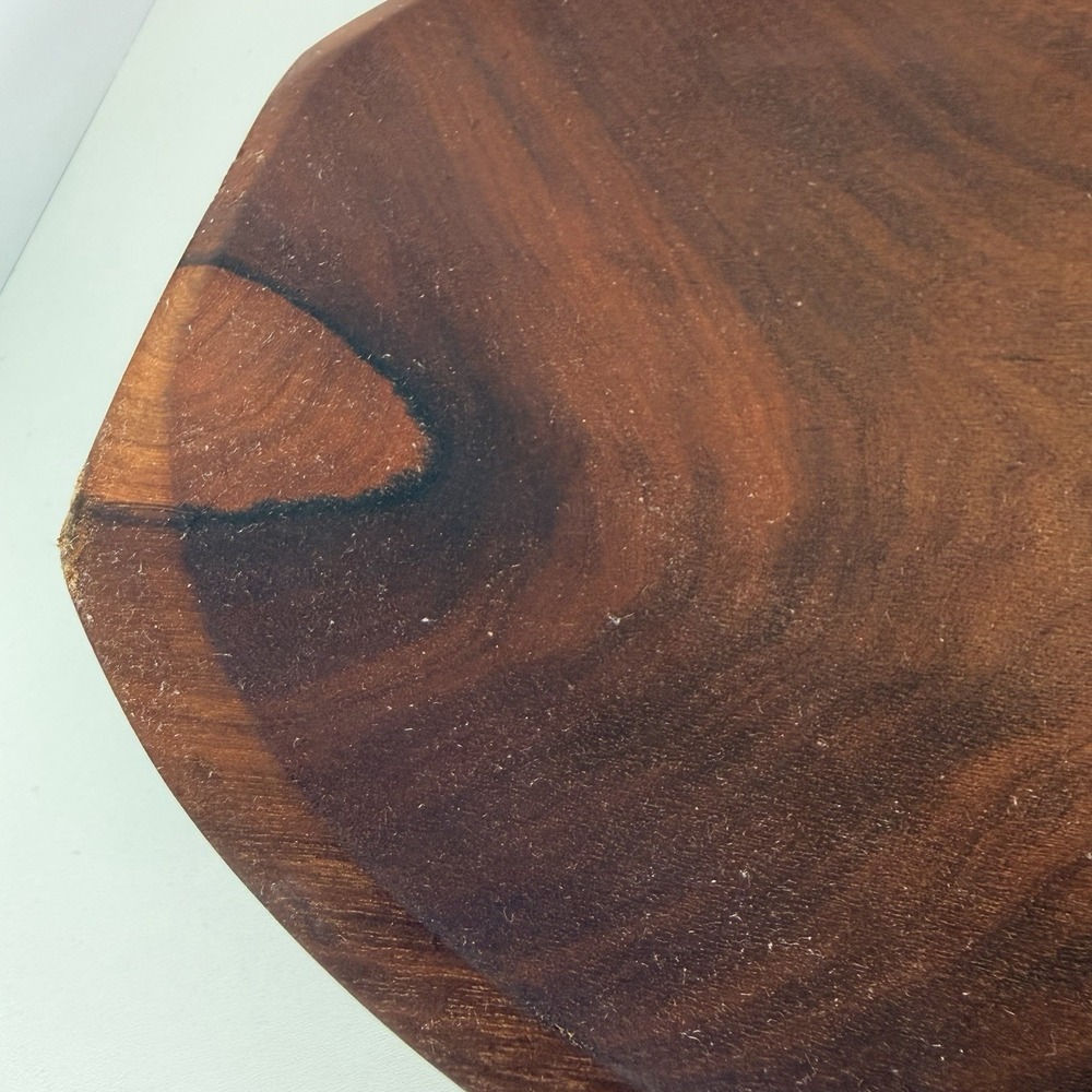 Hand Carved Teak Wood Decorative Bowl Fruit Bowl, Trinket Bowl Minimalist - Picture 3 of 14
